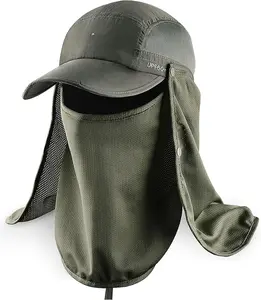 Outdoor Sun Hat for Men Women UPF 50+ Fishing UV Hat with  Flap  Cover for Sun Protection