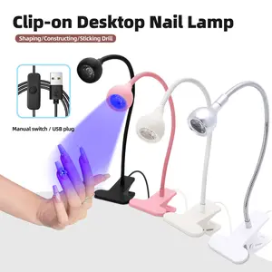 LED UV Nail Lamp with Flexible Goose Neck Clip, USB Powered, 360 Degree Rotating Design, Fast Drying Gel Polish & Nail Polish Light, DIY Manicure, Nail Dryer