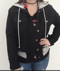 Cropped Denim Jacket with Hoodie