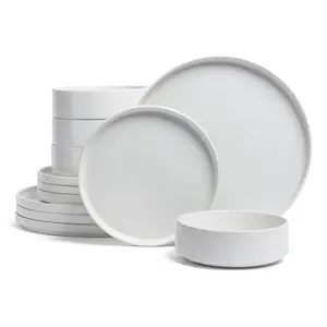 over&back Stackable 12-Piece Semi-Matte Stoneware Dinnerware