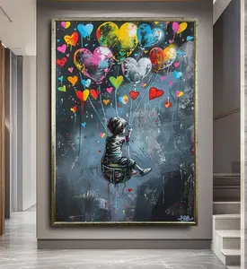 Banksy Balloon Canvas,Banksy Grafitti Art, Balloon Poster, Banksy Art, Wall Art Canvas Design, Ready To Hang Decoration,Wall Art