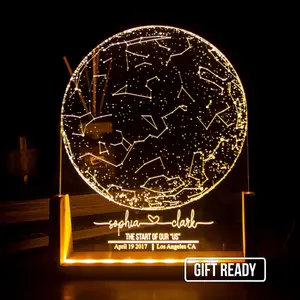 Personalized Star Map Night Plaque - Custom Night Sky Gift - Engagement Constellation PLaque- Anniversary Gift for Him & Her - Star Map by date - Valentine's Day Gift