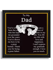 1 piece father's day applicable occasions: simple style angel wings footprint open adjustable ring meaning: for with blessing card & gift box