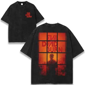 Evil Dead Burn Halloween 2026 Movie Graphic Tee Vintage Wash 230GSM Cotton Shirt Inspired by the Legendary Evil Dead Horror Franchise, Deadite Terror, Supernatural Survival, Cult Horror Legacy, Horror Film Fan Gift, Unisex Men Top Streetwear Collector