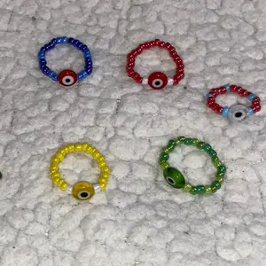 Evil Eye Seed Bead Stretchy Rings