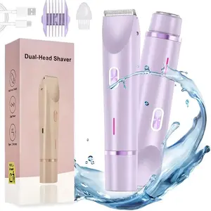 Portable Dual Head Women's Shaver, Bikini Hair Remover, Full Body Groomer, Travel Use, Washable Blade, USB Rechargeable Battery 400mah, Body Hair Trimmer