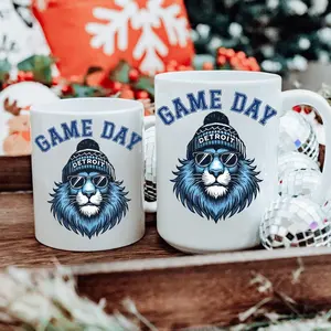 Detroit Football Coffee Mug, Sports Fan Gear, Trendy Game Day Gift, Detroit Lover Gift, Detroit Football Fan Game Day Fan Detroit Coffee Cup