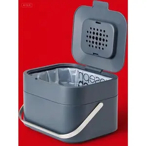 Graphite Compost Bin with Odor Filter and Ventilation, 1 Gallon / 4 Liters Food Waste Caddy, Reusable Kitchen Compost Container, Eco-Friendly Waste Bin with Odor Control, Compact Design for Countertop Stainless Steel