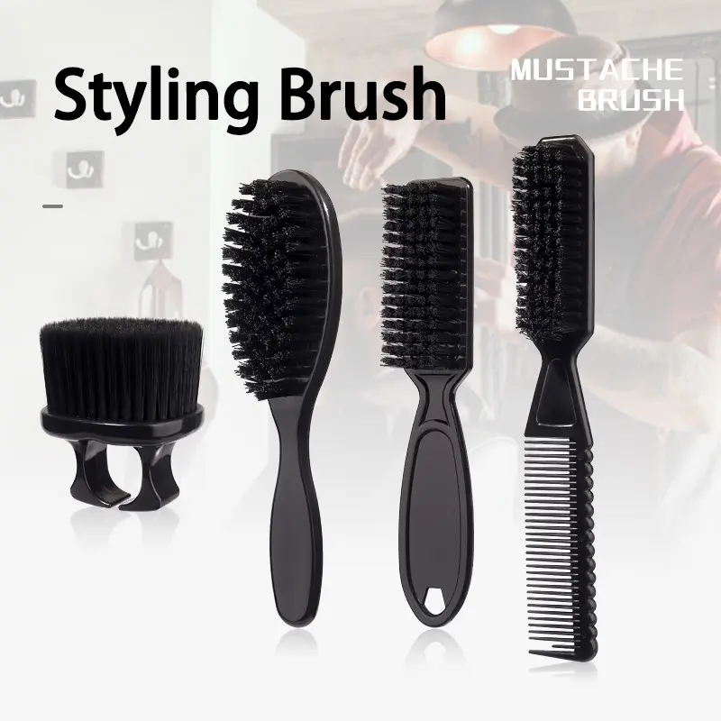 Hair Styling Brush Set, 4 Counts/set, Professional Heatless Hair Styling Tool, Barber Fade Combs, Salon & Barbershop Use, Haircare Essentials, Detangling Hairbrush, Detangler Brush, Anti Tangle Brush, Hair Tools