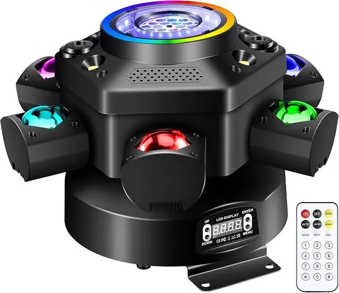 120w Moving Head DJ Lights with Abyss Tunnel Beam Effect,540°X & 180°Y Multi-Head Rotating Beam,6-Arm Stage Lights with Ring Light Supports Starlight,Sound Activated for Disco Club Wedding Party