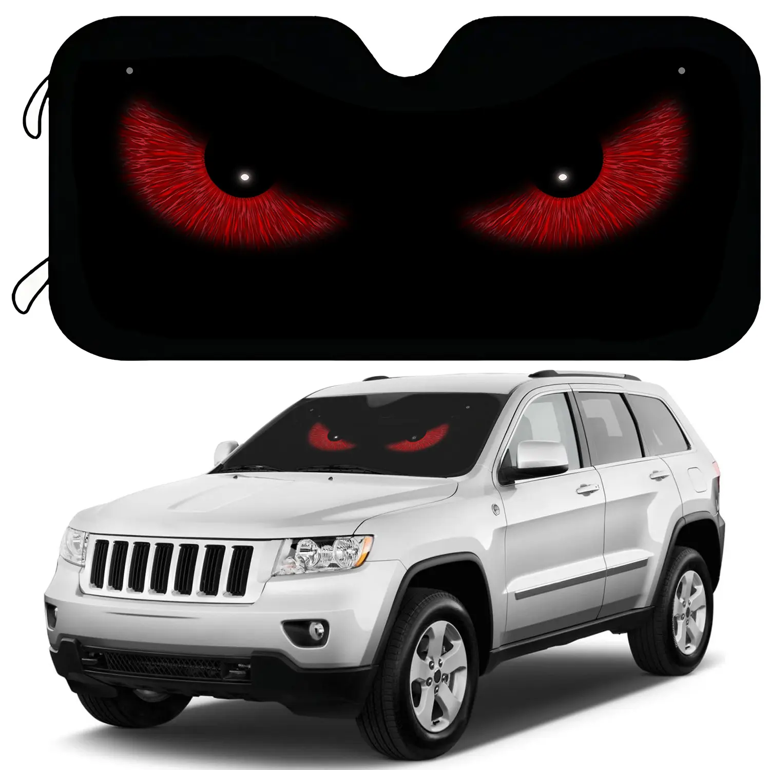 Evil Eye Car Windshield Sunshade,UV-Blocking,Heat-Shielding Front Window Visor, Flexible Folding Decor, Sunshade Outside Car, 55.12in*27.5in, Ideal for Outdoor Parking