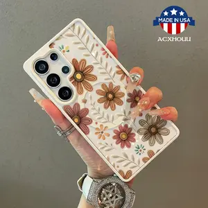Adorable Magnetic Case for Samsung S22/23/24/25 plus ultra Super retro flowers MagSafe Compatible, Lightweight, Anti-Fall | Girly & Chic Style