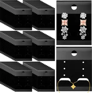 Display Cards  200 PCS Black Velvet Plastic Earring Card Holder Earrings Ear Studs Jewelry Accessory Display