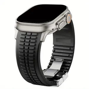 Sports Men Luxury Silicone Bracelet for Iwatch 49mm 46mm 45mm 44mm Soft Band Smart Watch Straps for Apple Watch Ultra 2/1 Serise10 9 8 7 6 5 4 Se Wristband Smart Watch Accessories