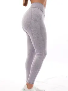 Hourglass Grey Leggings for Women Mid Waist Sculpting Fit – Smoothing Fabric with Pockets (Anti-Cellulite Effect)