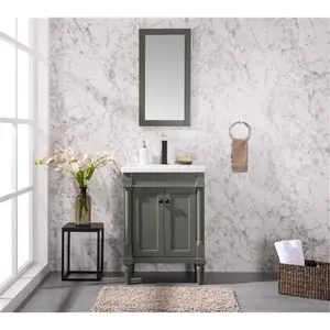Legion 24-Inch Width Pre-Assembled Bathroom Vanity Cabinet with Open Cubby & Cabinet Storage, WLF9324-PG Pewter Green Sink Vanity