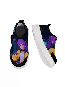 Exclusive Anime Print Kids Shoes, Fashionable Individuality, Vibrant Character Prints, Comfortable Velcro Sole, Ideal for Teens
