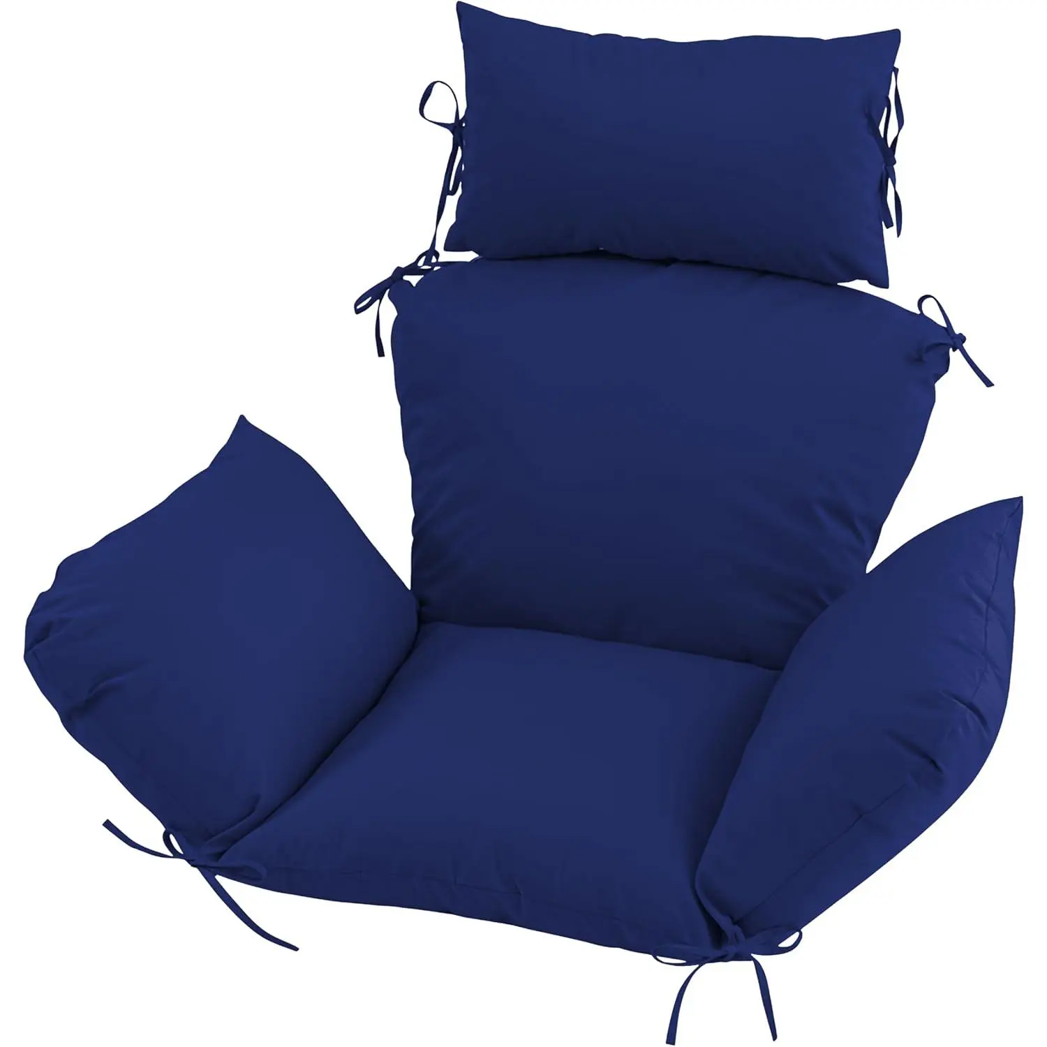 Outdoor Egg Chair Cushion with 8 Securing Straps, Water-Repellent & Fade-Resistant, Removable Cover, Replacement Cushion for  Single  Swing Egg Chairs - Navy