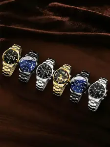 Men's Business Casual Fashion Quartz Watch Set, Multiple Styles Combination, Perfect Gift for Daily Wear & Holidays Like Father's Day, Casual Wristwatch Set, Business Fashion Watches