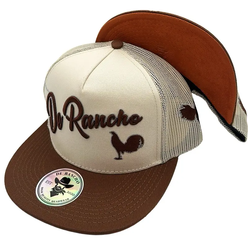 De Rancho Texas Rooster Hat (Cream/Brown)