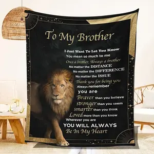 1 Lion Print Envelope Blanket, Gift for My Brother Flannel Blanket, Soft and Warm Nap Blanket, Sofa Office Bed Camping Travel Multi-purpose Gift Blanket Suitable for All Seasons