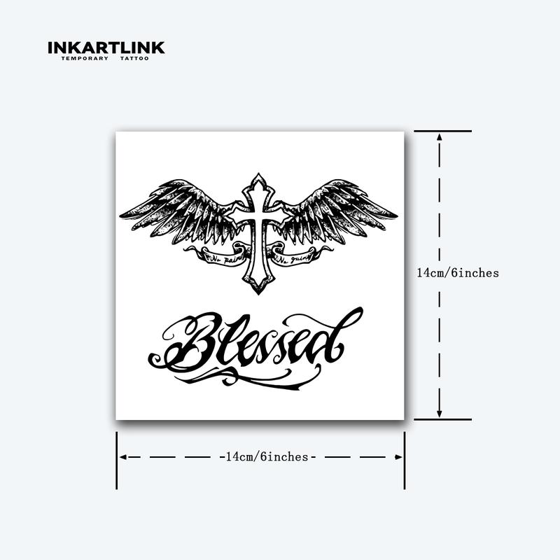 INKARTLINK Tattoo Tech,2 Sheets Extra-Large Semi Permanent Tattoo,Adult Art Design Temporary Tattoos, Lasts 1-2 Weeks, Waterproof, Realistic look, No Adhesive, No reflection (Bless Design?