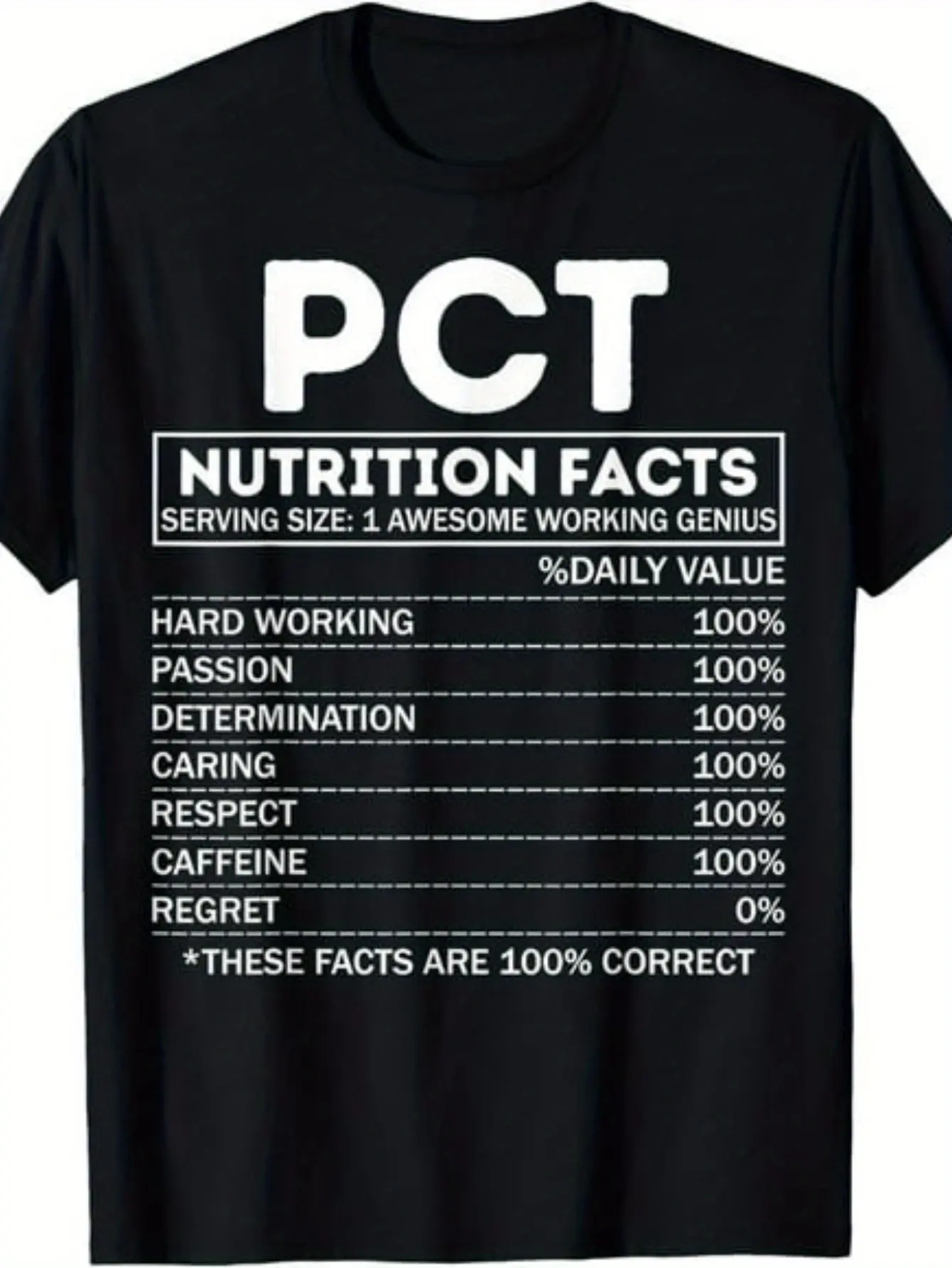 Humorous PCT Nutrition Information Patient Care Te unisex soft cotton short sleeve t shirt, vintage graphic casual tee for men women teens, perfect birthday holiday gift for camping travel gym daily street casual wear