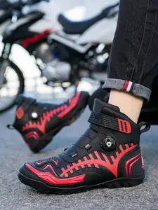 Men's Motorcycle Riding Boots, Anti-Slip Durable Comfortable Racing Shoes, Waterproof Safety Design, Ideal for Motorbike Enthusiasts