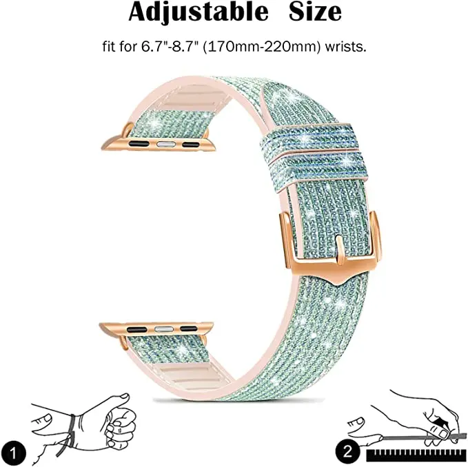 Worryfree Gadgets Durable Silicone Shiny Color-Changing Smart Watch Band - Smart Watch, Tech, Men's Accessories, Lightweight Wearable, Metal Buckle Lock, Steel Accents, Manufacturer Warranty, Compatible with Series 1-10 (38/40/41mm & 42/44/45mm), Smart Wa