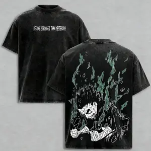 Rock Lee Graphic T-Shirt – N@rut0 Vintage Washed Oversized Cotton Tee, Dark Anime Streetwear Shirt Unisex Gift 9ZO