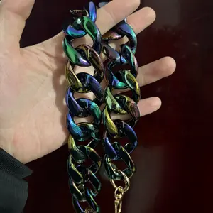 Acrylic Luxe Bag Chain, 45cm Chunky Link Handle Decor, Trendy Resin Purse Strap Replacement, Handbag Accessory Charm, Purse Accessories