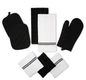 Black 8 Pack Kitchen Set - Cookware for Home Cooking