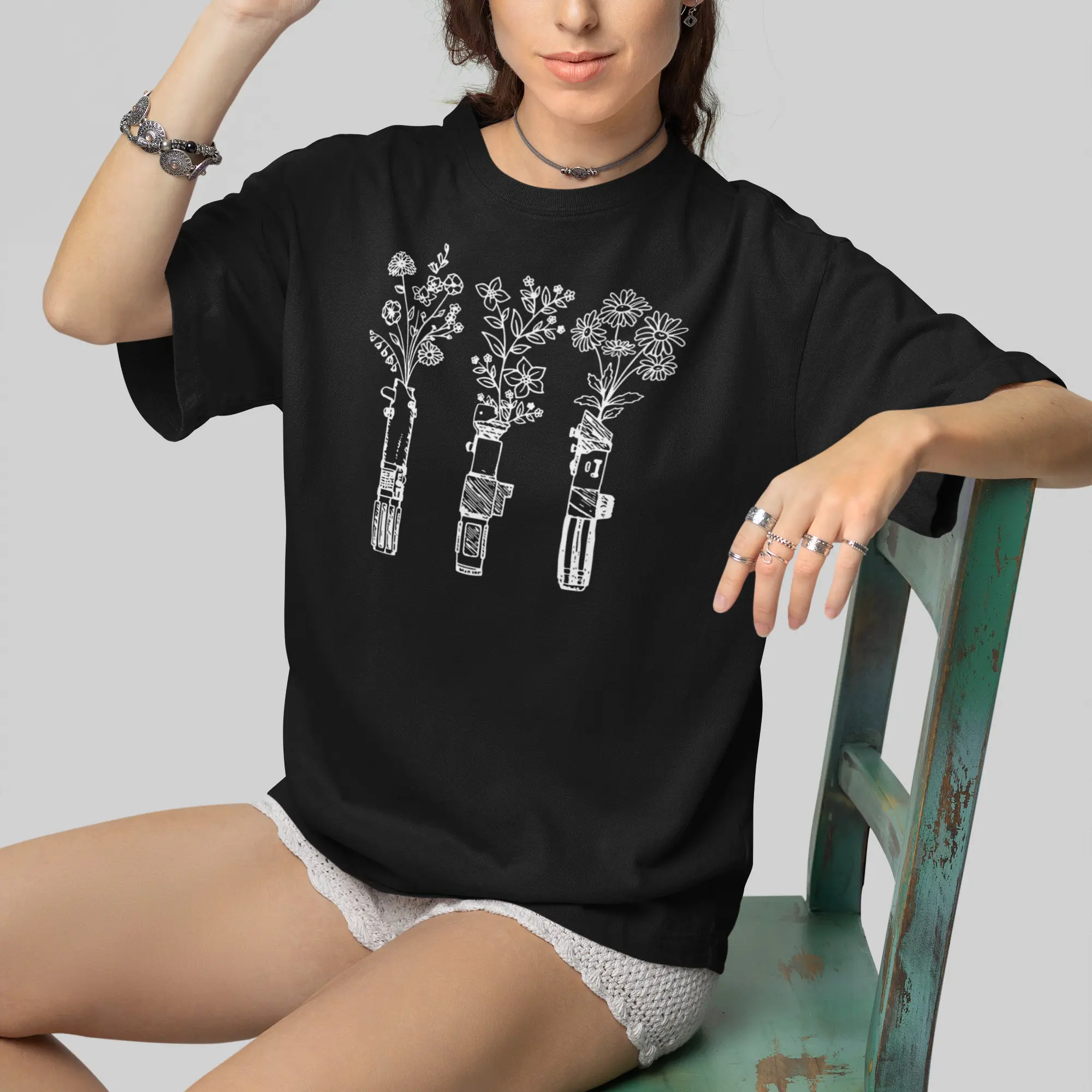 Floral Lightsaber Shirt, S Wars T-Shirt, Galaxy Edge Shirts, Lightsaber Lover Shirt, Gift For Men's, Gift For Women's Classic