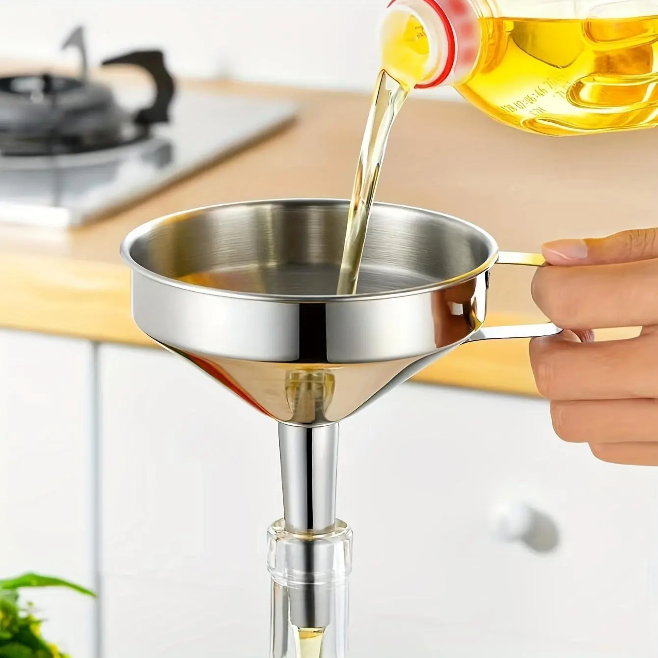 The funnel filter screen is leaking oil, the kitchen oil pouring device is thickened with a large diameter for household use, and the classification filter is a universal funnel, Kitchen Cooking Accessories
