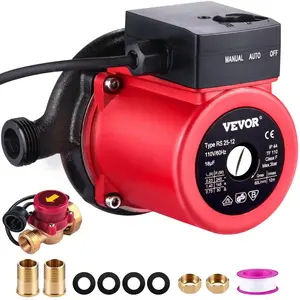 VEVOR Hot Water Recirculating Pump, 120W 110V Water Circulator Pump, Automatic Start Circulating Pump NPT 3/4 with Brass Fittings, Stainless Steel Head, 2 Speed Control for Electric Water Heater Sys