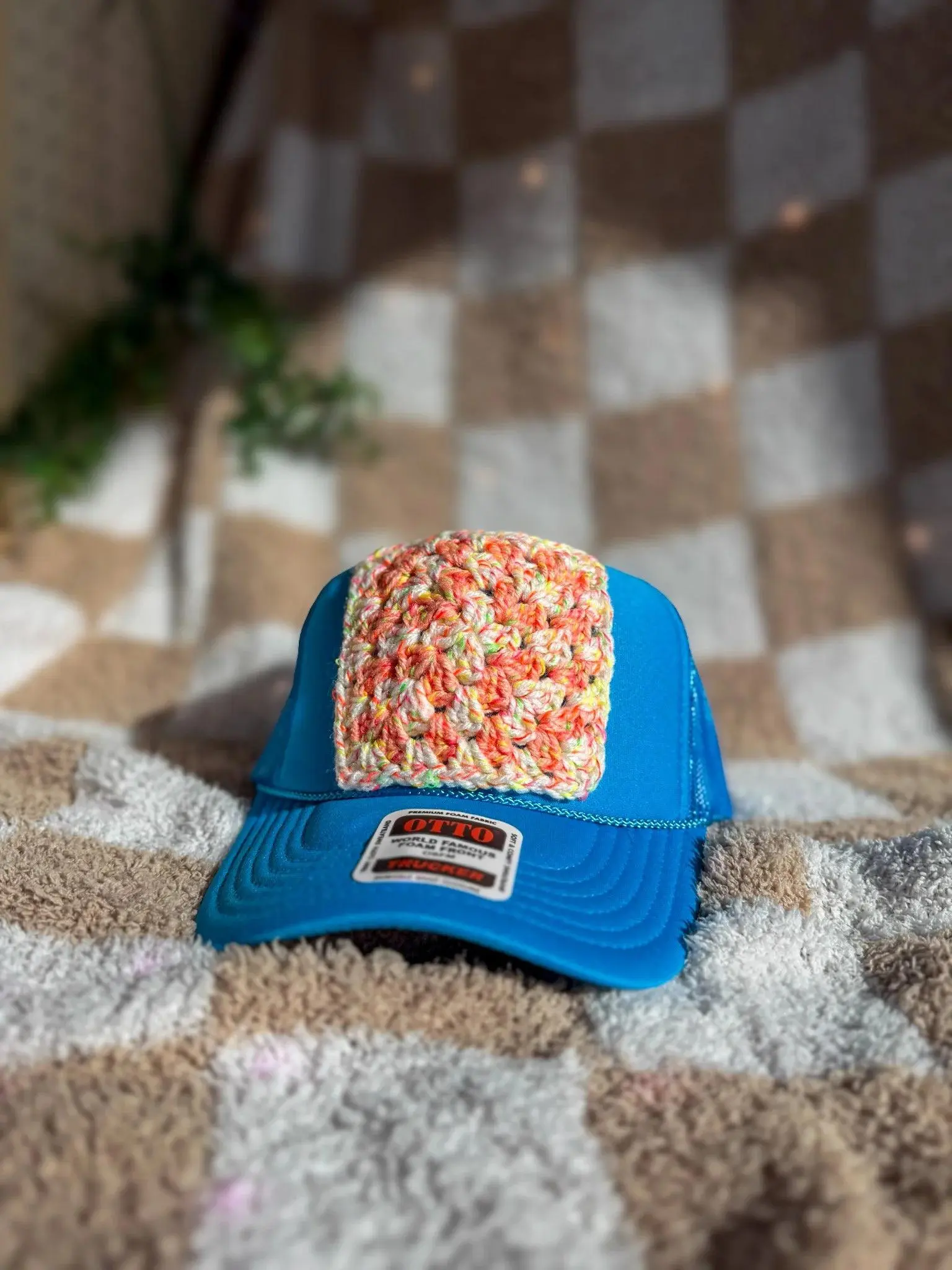 'Granny On The Go' Granny Square Foam Trucker Hat