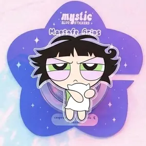 Grumpy Sleeping Girl Magneticphonegrips – Tired Mood Cartoon Griptok for Kindleholder, Morning Person Aesthetic Phone Stand, Funny Lazy Girl Accessory.