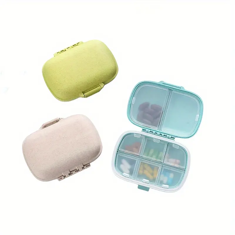 Compact 8-Compartment Pill Organizer – Portable and Secure Healthcare Aid Medication Storage for Travel & Daily Use Supplement Organizer Portable Vitamin Organizer