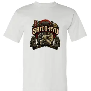 Men's Shito-Ryu Shuri-Te Naha-Te Fusion Cotton T-Shirt, Casual Distressed Fabric, Sturdy Hem