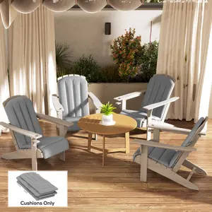 Set of 4 Outdoor Chair Cushions High Back Adirondack Chair Cushion with Ties 25D Foam PFAS-Free Fabric Non-Slip Design All Seasons Comfortable Patio Furniture