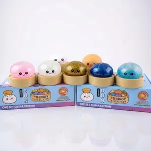 6 Pack Viral Squishy Dumplings Glitter Edition, 6 Random Colors Surprise Dumpling Sensory Toy Stress Relief