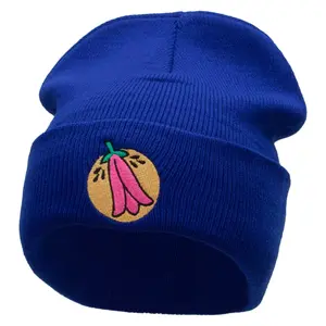 Chile Flower Embroidered 12 Inch Long Knitted Beanie