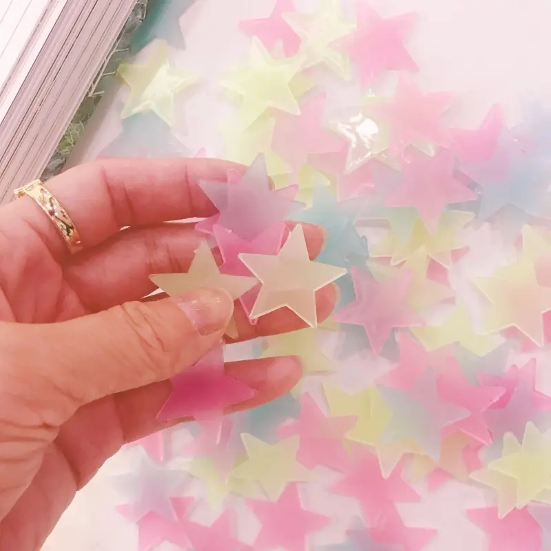 2PCS Glow in The Dark Stars for Ceiling,Glow in The Dark Stars and Moon Wall Decals,Ceiling Stars Glow in The Dark Kids Wall Decors Perfect for Kids Nursery Bedroom Living Room