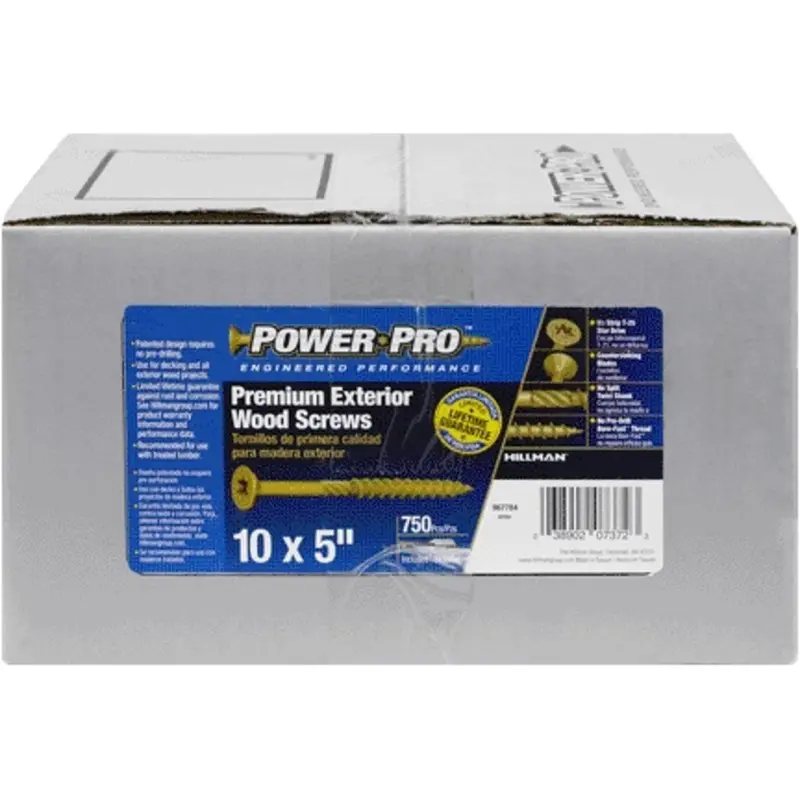 Power Pro Wood Screws, #10 x 5 in. Ceramic Coated Steel Flat Screws, Coarse Thread, No Split Twist Shank, Treated Lumber Compliant, Outdoor Projects Superior Rust & Corrosion Protection (750-Pack)