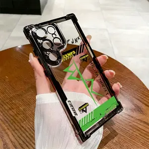 Cyberpunk Style Frame Pattern Phone Case Suitable for Galaxy S25 S24 S23 S22 S21 FE Ultra Plus 4G 5G Shockproof Transparent Soft Back Cover