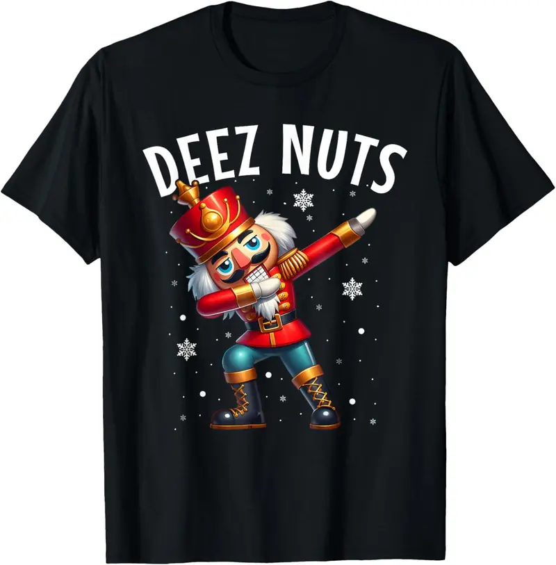 100% Cotton Deez Nuts Nutcracker Nut Funny Men Women Funny Christmas Pjs T-Shirt