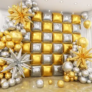 36 count  and  Square Foil Balloons Wall Backdrop with 147 count Balloon Garland Arch Kit, Double Sided Balloons for Birthday Bridal Shower Anniversary  Year Graduation Party Decorations