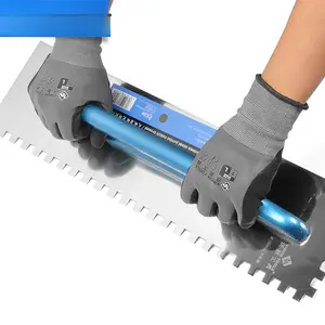 Jumbo Square Notched Trowel 19" Stainless Steel with Closed Wooden Handel for Large Format Tiles