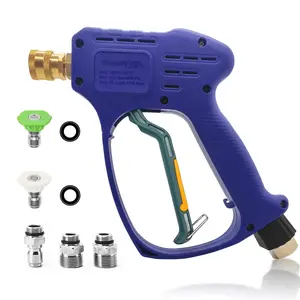 YeewayVeh Swivel Pressure Washer Gun, Power Washer Gun with 3/8" Quick Connect and M22 14mm / 15mm Fitting, Short Pressure Washer Gun for Foam Cannon and 2 Pressure Washer Nozzles (4050 PSI, 8 GPM)