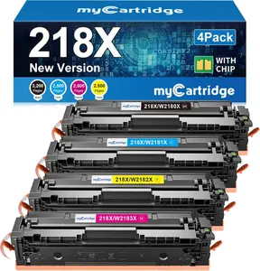 myCartridge Compatible HP 218X / W2180X Toner Cartridges With Chip 4-Pack (Black, Cyan, Yellow, Magenta) | BK 3,200 Pages, C/M/Y 2,500 Pages Each